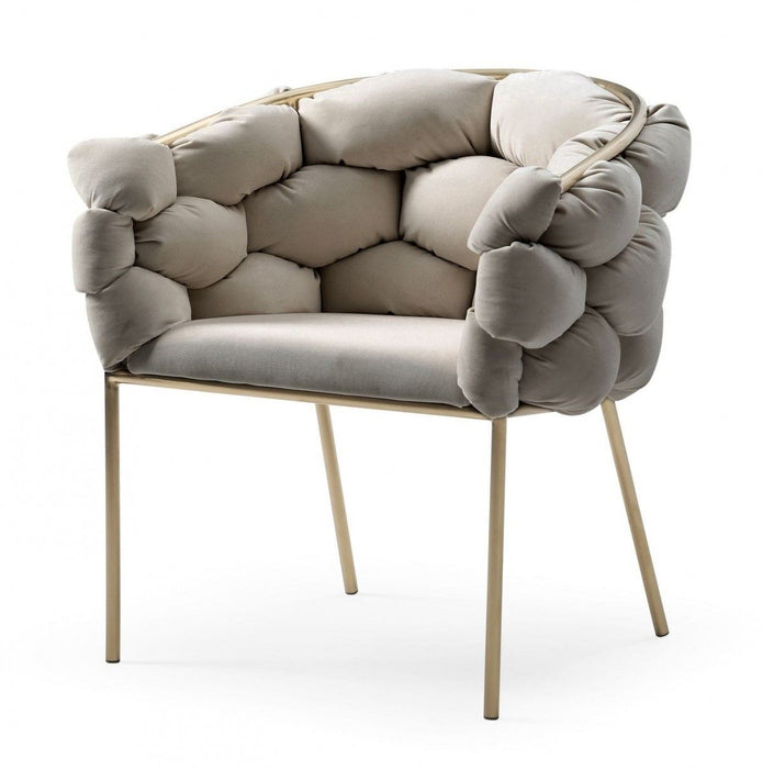 Tufted And Upholstered Velvet Dining Arm Chair - Gray