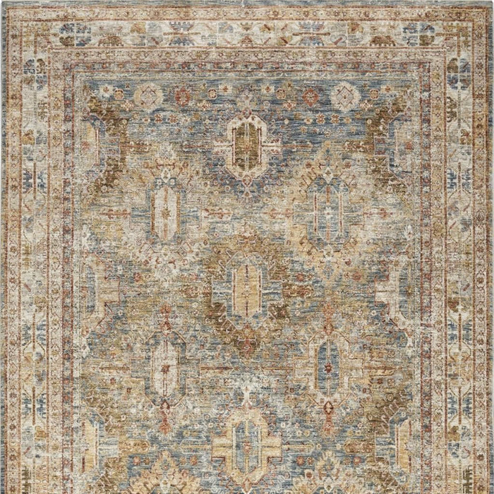8' X 10' Geometric Distressed Area Rug (550812) - Navy Blue