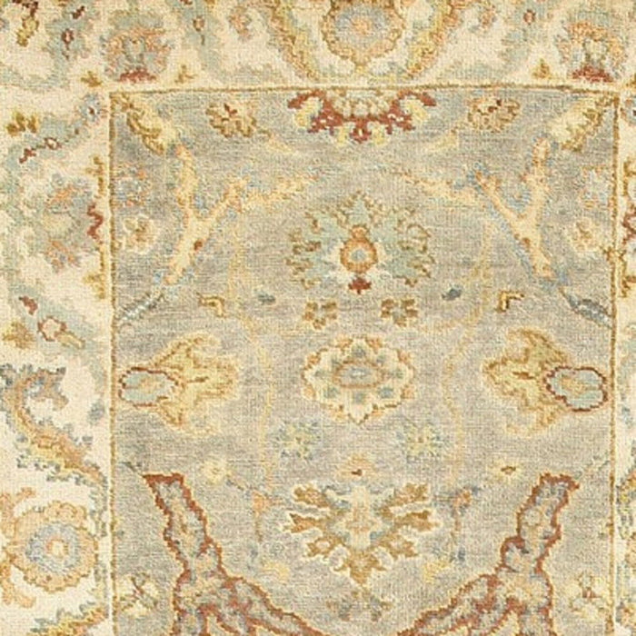 10' Wool Oriental Hand Knotted Runner Rug (575826) - Gray / Beige