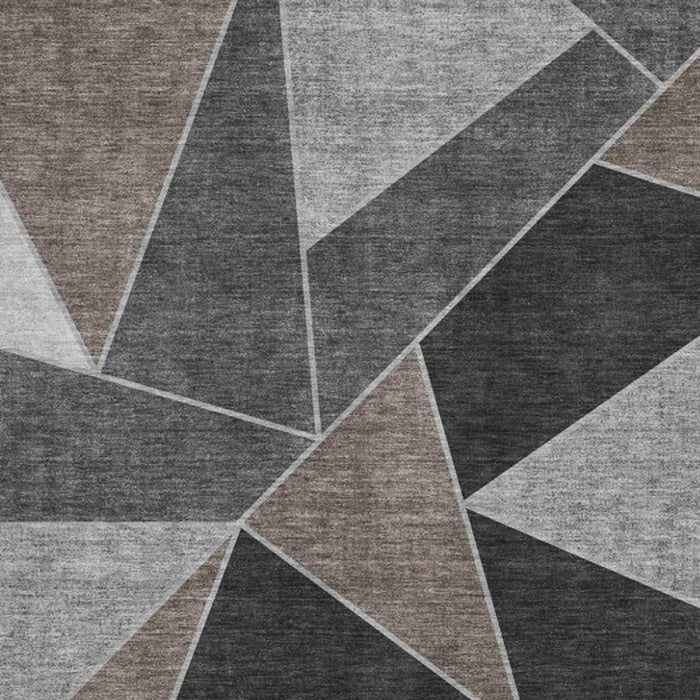 10' X 14' Geometric Washable Area Rug With UV Protection (653308) - Chocolate / Brown / Gray