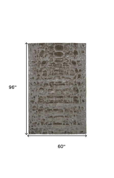 5' x 8' Abstract Hand Tufted Area Rug - Taupe And Gray