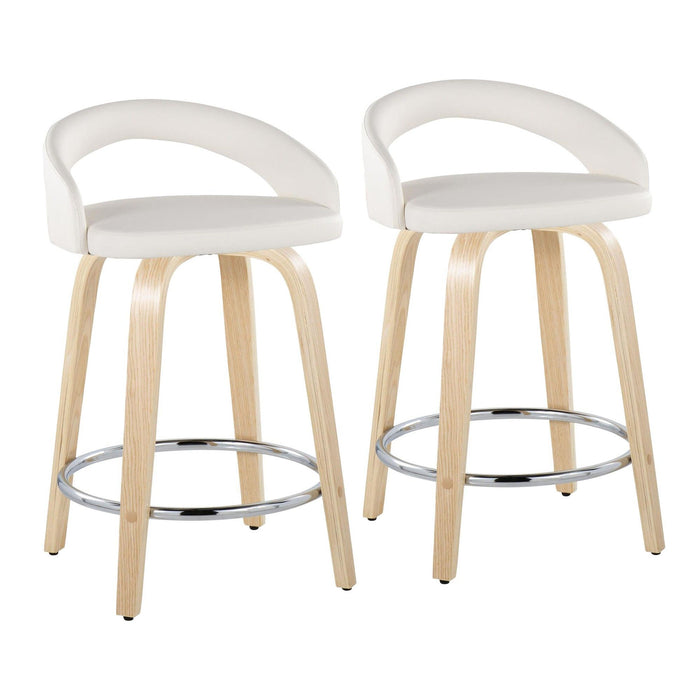 Grotto - 31" Upholstered Fixed-Height Counter Stool (Set of 2) - Natural Wood Base