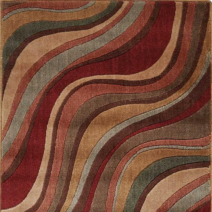6' Striped Non Skid Runner Rug (552933) - Ivory / Tan / Red