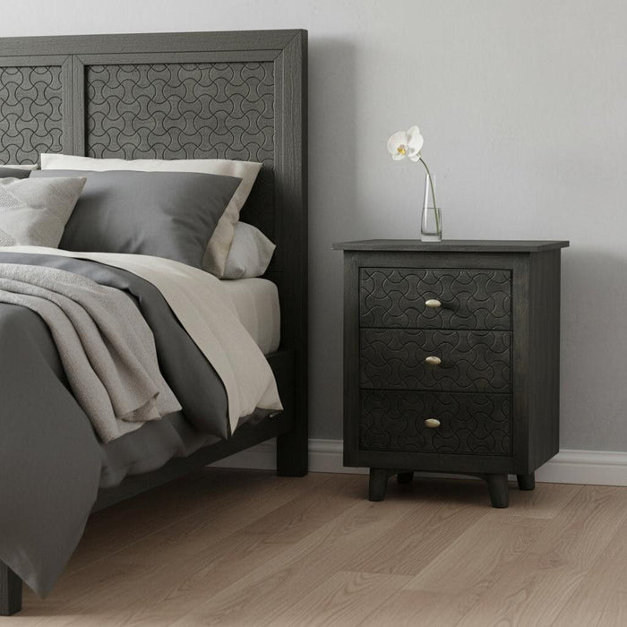 30" Three Drawer Nightstand - Gray