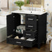 Modern Giga bathroom vanity with sink combo, solid wood frame, soft-close door, and three drawers for stylish bathroom storage.