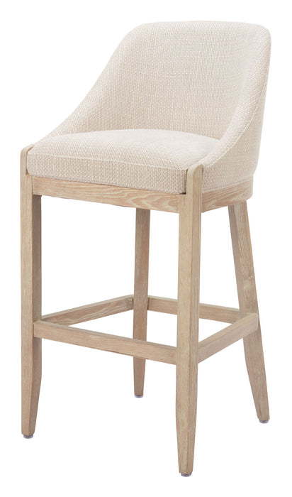 31" Fabric And Solid Wood Bar Height Bar Chair - Beige / Natural