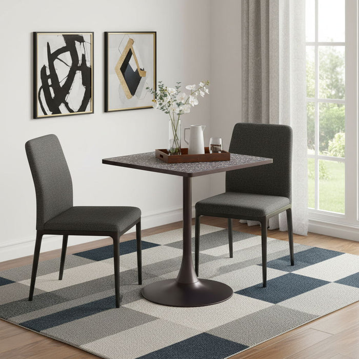 24" Steel Pedestal Base Square Dining Table - Black