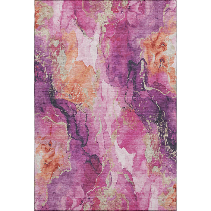 10' X 14' Abstract Washable Area Rug With UV Protection (701305) - Burgundy / Salmon