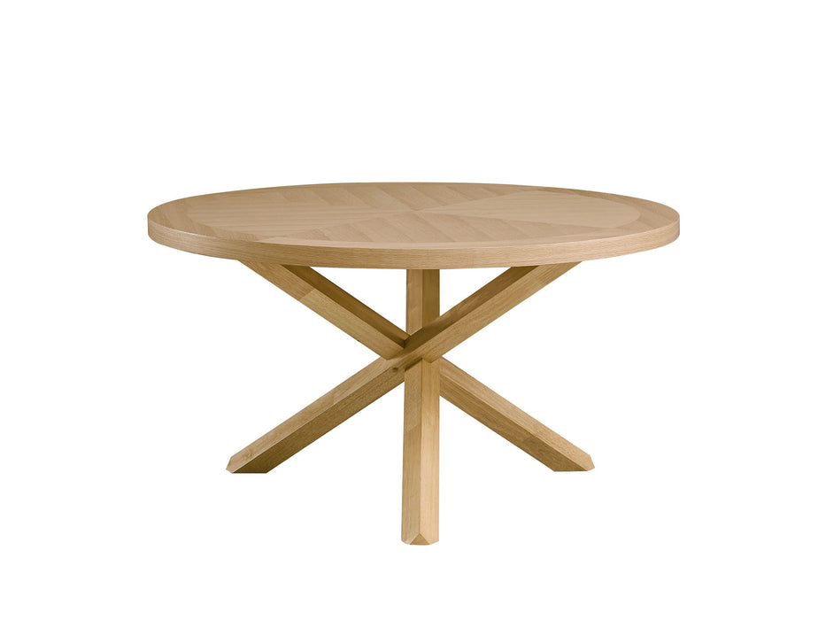 54" Wood Cross Leg Base Round Top Dining Table - Oak