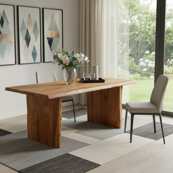 72" Solid Wood Live Edge Sled Base Dining Table - Natural