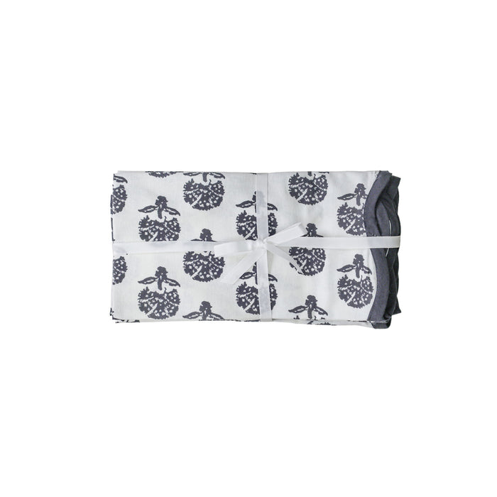 Set of 4 TOV Furniture Crissy cotton canvas printed napkins with black vintage floral design, perfect for elegant table settings.