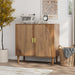 Brown Giga sideboard buffet cabinet with line groove design, storage compartments, ideal for living room, entryway, or kitchen.