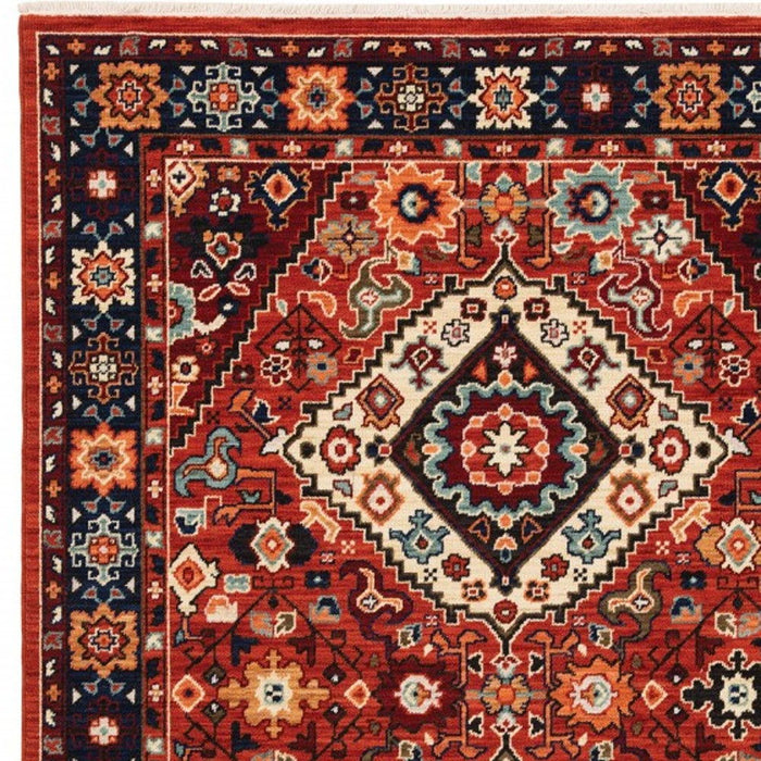 7' x 10' Machine Woven Oriental Indoor Area Rug - Red Blue