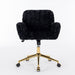 Giga swivel office chair with artificial rabbit hair upholstery, metal base, adjustable height, and 360-degree swivel for home or vanity use.
