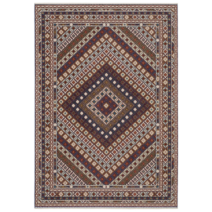 10' X 13' Diamond Area Rug With Fringe - Ivory