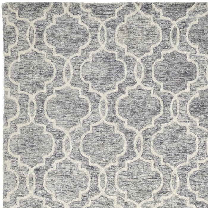 10' X 14' Wool Geometric Hand Tufted Area Rug - Ivory And Gray
