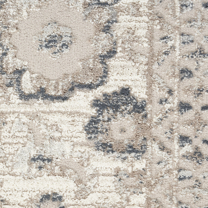8' X 10' Floral Distressed Non Skid Area Rug (564153) - Ivory / Black / Gray