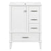 Modern Giga bathroom vanity with sink, solid wood frame, soft-closing door, and three drawers for stylish bathroom storage.