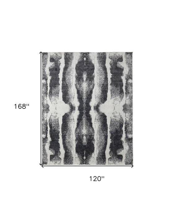 10' x 14' Abstract Hand Woven Area Rug - Black And Gray