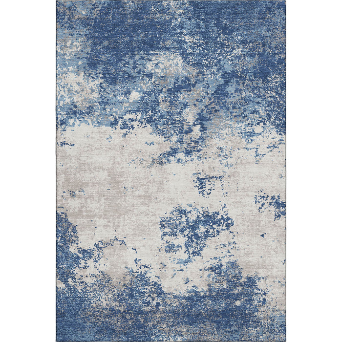 10' X 14' Abstract Washable Area Rug With UV Protection (680663) - Navy Blue / Ivory
