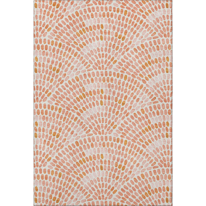 8' X 10' Geometric Washable Area Rug With UV Protection (645838) - Peach / Ivory