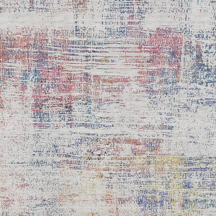 10' X 14' Abstract Washable Area Rug With UV Protection (667102) - Ivory / Blue / Gold