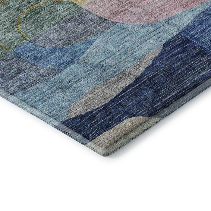 10' X 14' Abstract Geometric Washable Area Rug With UV Protection (684750) - Blue / Orange / Pink / Purple