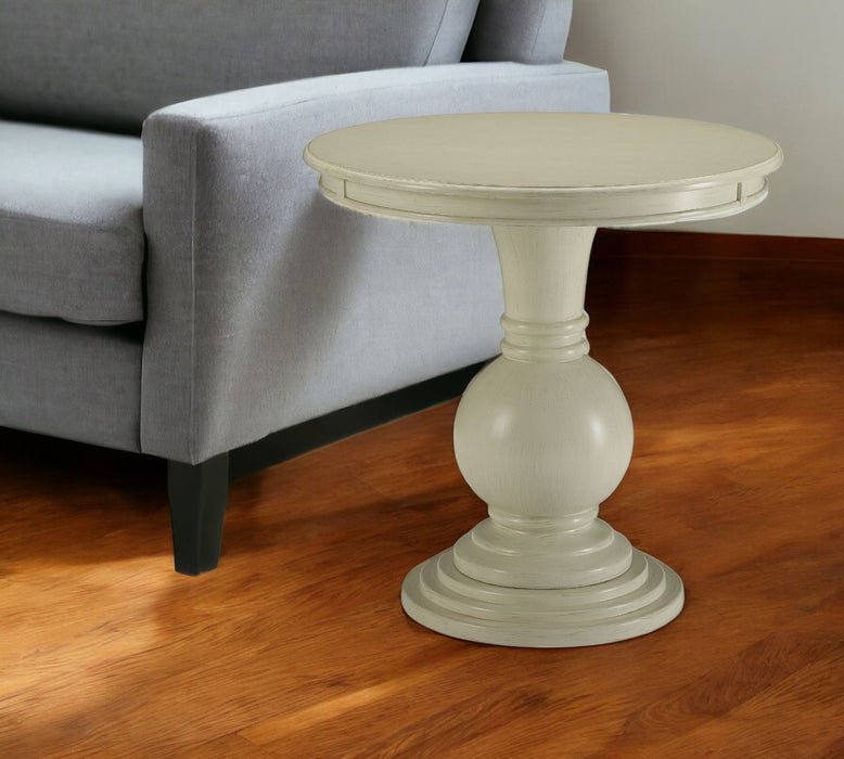 Solid And Manufactured Wood Round End Table - White