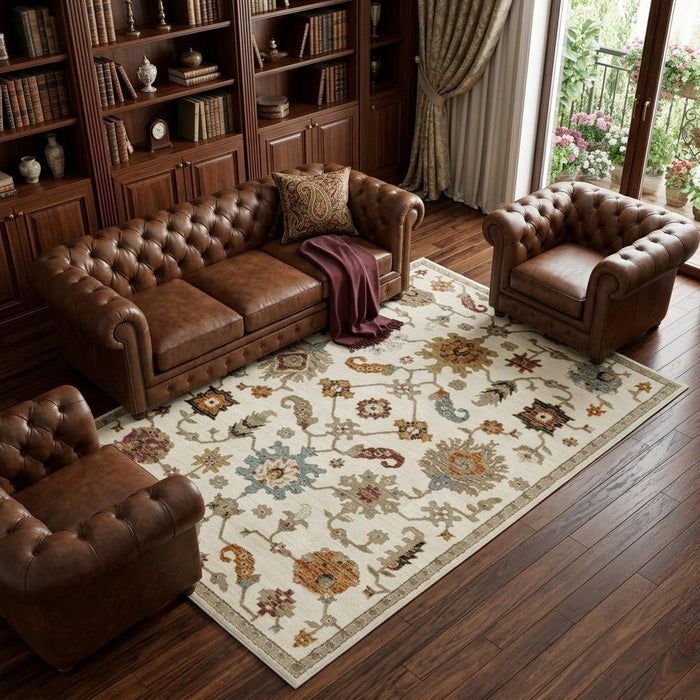 9' X 12' Oriental Area Rug (576412) - Ivory / Brown / Beige