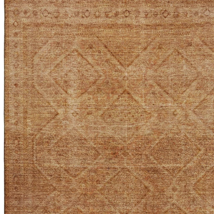 10' X 14' Geometric Washable Area Rug With UV Protection (716749) - Copper / Rust