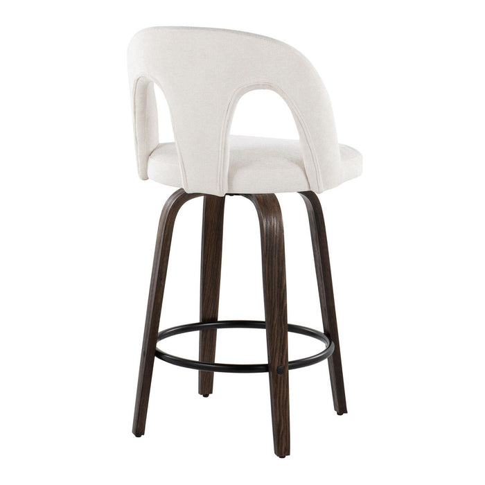 Ava - Upholstered Fixed-Height Barstool (Set of 2) - Walnut Glazed Wood Base