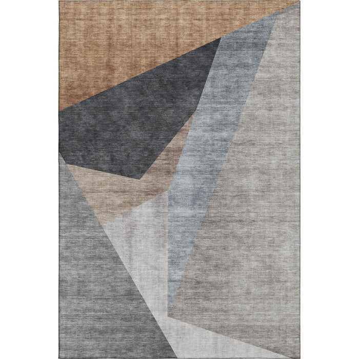 8' X 10' Geometric Washable Area Rug With UV Protection (657471) - Taupe / Blue / Beige