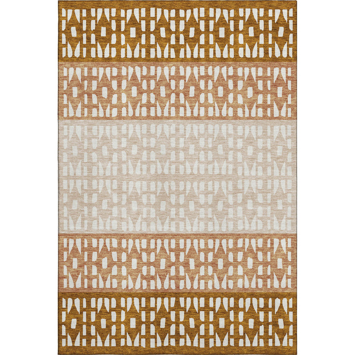 10' X 14' Geometric Washable Area Rug With UV Protection (676356) - Rust / Ivory