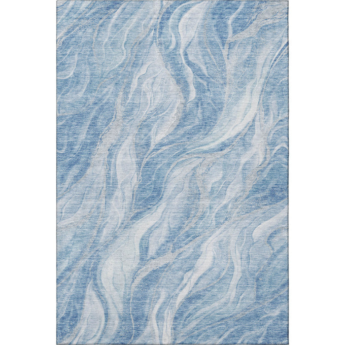 10' X 14' Abstract Washable Area Rug With UV Protection (657581) - Blue / Ivory