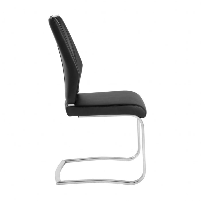 Contemporary Upholstered Leather Dining Side Chairs (Set of 2) - Black