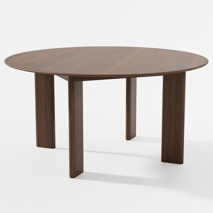59" Solid Wood Round Top Dining Table - Brown
