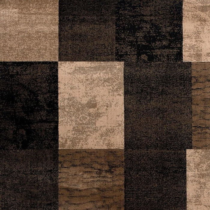 13' Geometric Power Loom Runner Rug (487628) - Black / Brown / Tan