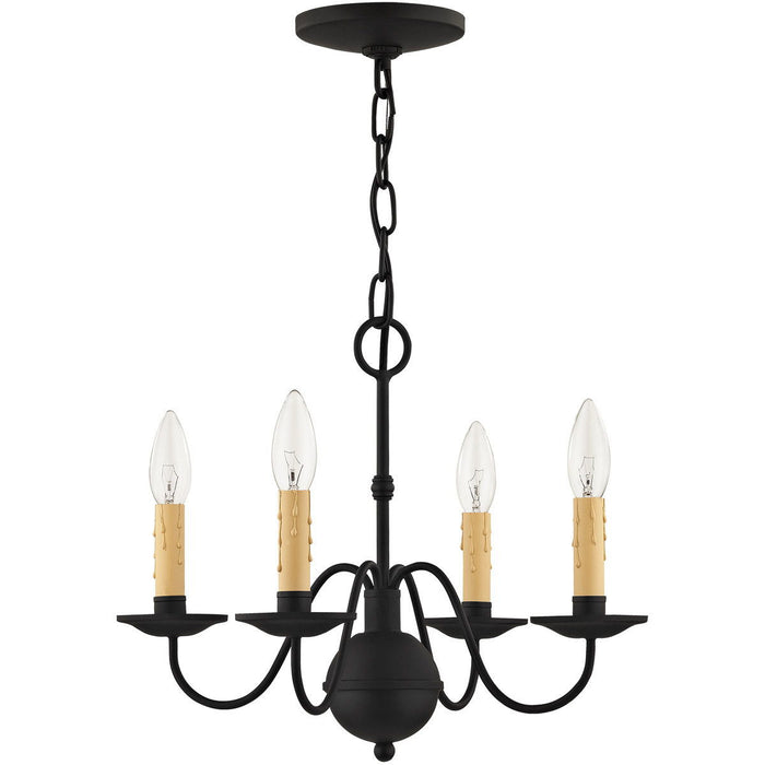 Four Light Metal Dimmable Chandelier With Shades - Black