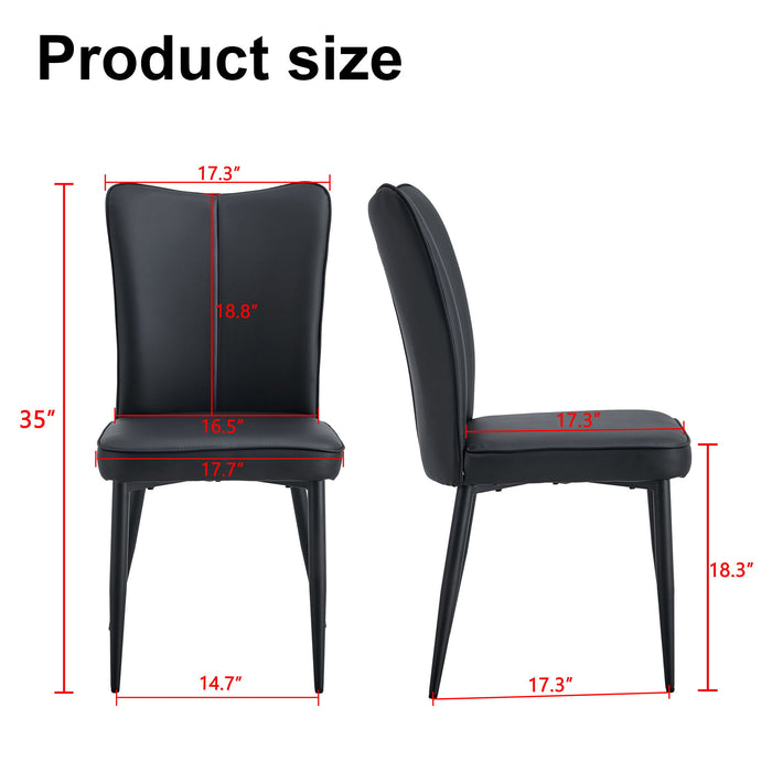 Set of four Giga modern black kitchen and living room chair sets with vertical backrest design, ideal for dining or seating areas.