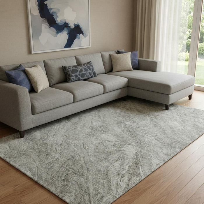 10' X 14' Abstract Washable Area Rug With UV Protection (653476) - Taupe / Ivory