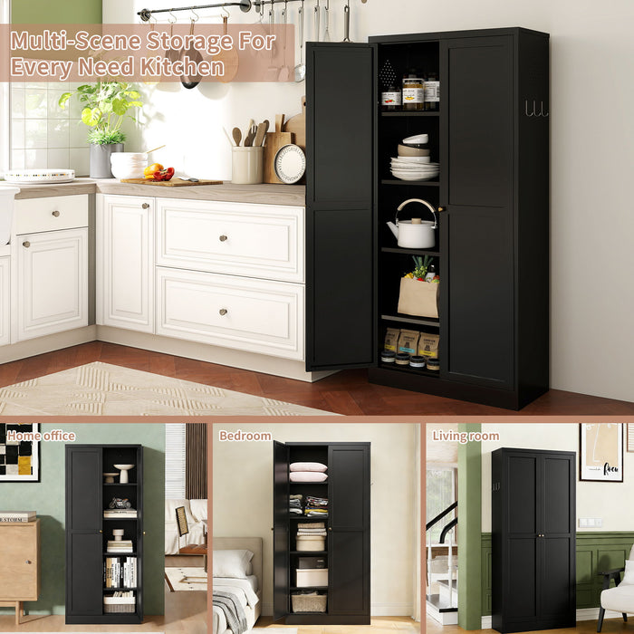 Giga accent kitchen pantry cabinet with four adjustable shelves and heavy-duty design, freestanding kitchen storage organizer