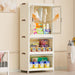 Cream white Giga portable wardrobe closet with magnetic doors, hanging rod, and storage compartments.
