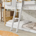 Giga house bunk bed with roof, window, door, window box, safety guardrails, and ladder for kids' bedroom fun.