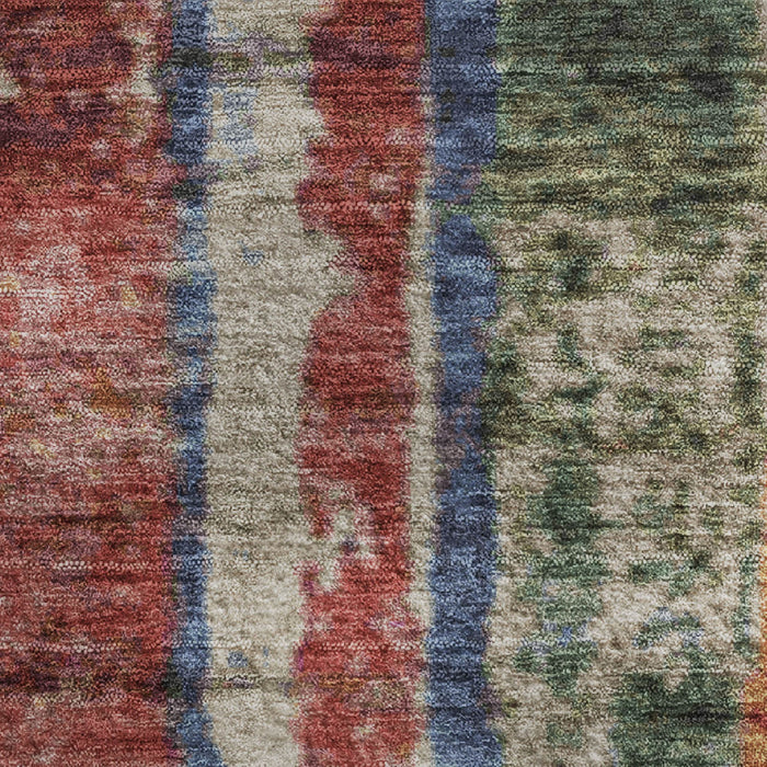 10' X 14' Striped Washable Area Rug With UV Protection (707797) - Beige / Orange / Blue
