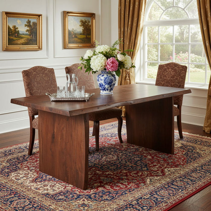 72" Solid Wood Live Edge Sled Base Dining Table - Brown