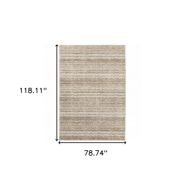 6.6' x 9.8' Abstract Power Loom Area Rug - Ivory And Gray