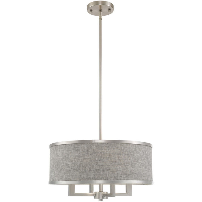 18'' Four-Light Dimmable Chandelier With Shades - Pearl Silver / Nickel