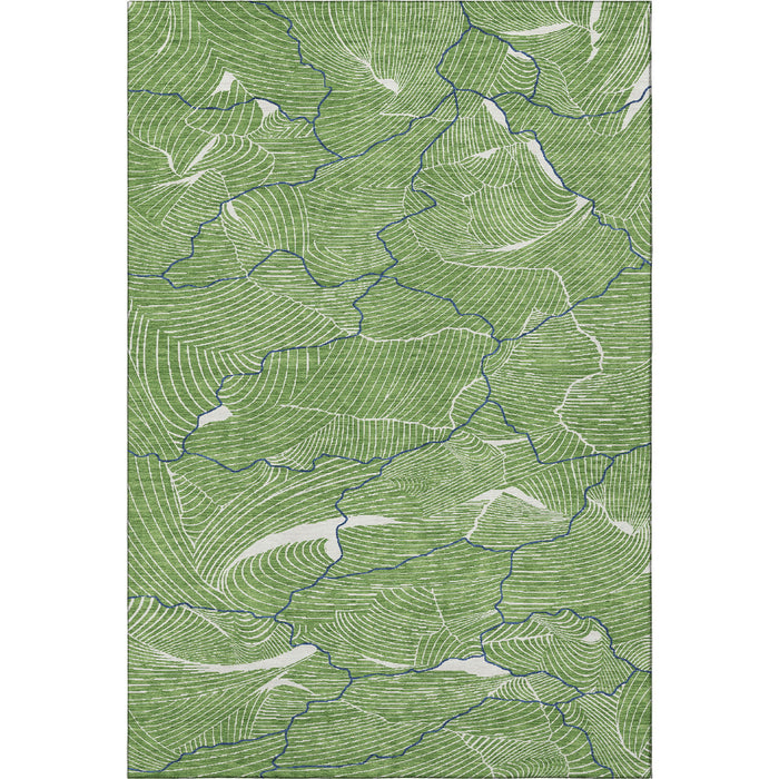 10' X 14' Abstract Washable Area Rug With UV Protection (682205) - Green / Ivory / Navy Blue