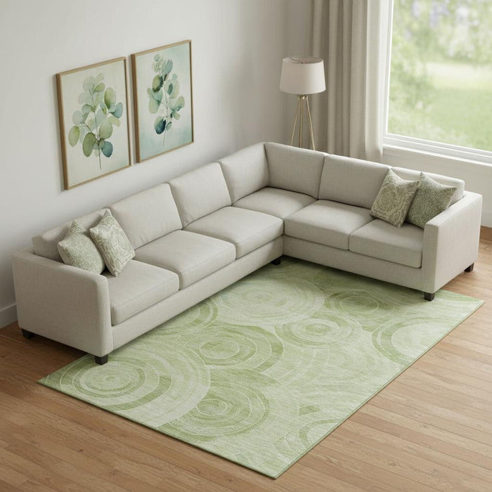 10' X 14' Geometric Washable Area Rug With UV Protection (700089) - Sage / Fern Green