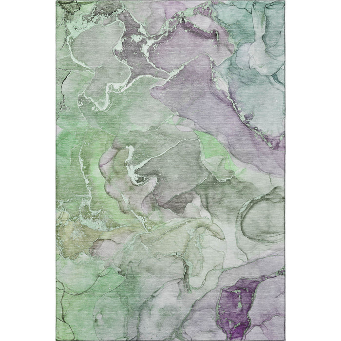 9' X 12' Abstract Washable Area Rug With UV Protection (646493) - Green / Gray / Purple